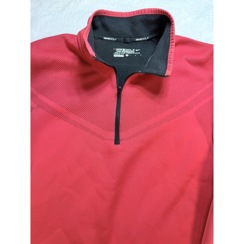 Nike Golf Men's L Therma-FIT 1/4 Zip Red Performance Pullover Sweatshirt Fleece